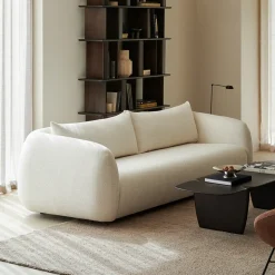 Ethnicraft Rechte Bank|3-zits Bank Figur Structuurstof, kleur Chalk