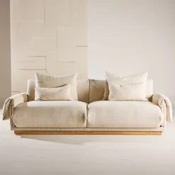 Nohr Rechte Bank|3-zits Bank Lisa Linnenlook, 237cm, kleur Beige