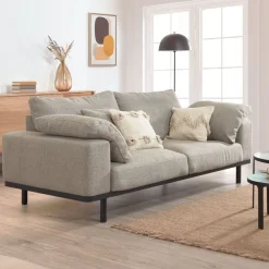 Kave Home Rechte Bank|3-zits Bank Noa met kussens Beige / Zwart