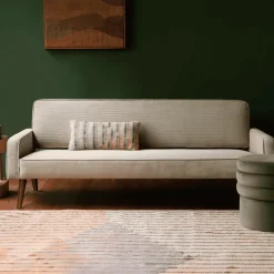 Dutchbone Rechte Bank|3-zits Bank Preston Rib, kleur Beige