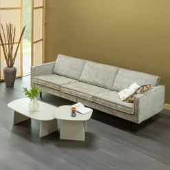 WOOOD Rechte Bank|3-zits Bank Rodeo Ribstof, kleur Donker Zand