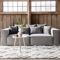 Nohr Rechte Bank|3-zits Bank Yulonda Linnen, kleur Grijs