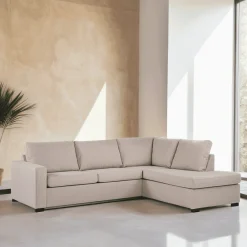 BASE Hoekbank|3-zits Hoekbank Dino Linnenlook, kleur Beige