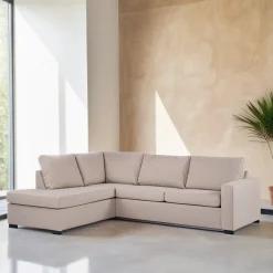 BASE Hoekbank|3-zits Hoekbank Dino Linnenlook, kleur Beige