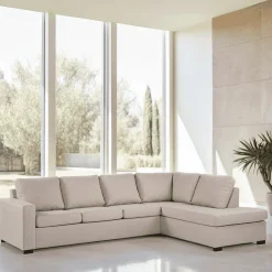 BASE Hoekbank|4-zits Hoekbank Dino Linnenlook, kleur Beige