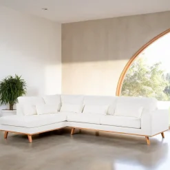 BASE Hoekbank|3-zits Hoekbank Kirstan Bouclé, kleur Naturel