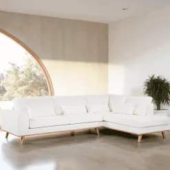 BASE Hoekbank|3-zits Hoekbank Kirstan Bouclé, kleur Naturel