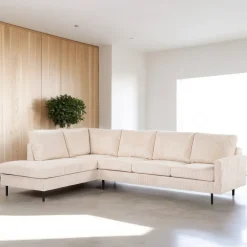 BASE Hoekbank|3-zits Hoekbank Patricio Rib, kleur Beige