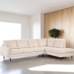 BASE Hoekbank|3-zits Hoekbank Patricio Rib, kleur Beige