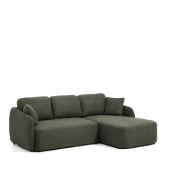 Kave Home Slaapbank|Slaapbanken, Slaapstoelen & Vouwbedden|3-zits Lounge Slaapbank Laira Rechts, Chenille, kleur Donkergroen