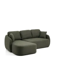 Kave Home Slaapbank|Slaapbanken, Slaapstoelen & Vouwbedden|3-zits Lounge Slaapbank Laira Links, Chenille, kleur Donkergroen