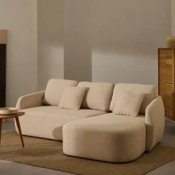 Kave Home Slaapbank|Slaapbanken, Slaapstoelen & Vouwbedden|3-zits Lounge Slaapbank Laira Chenille, kleur Beige