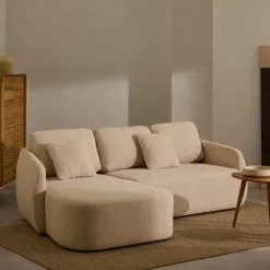 Kave Home Slaapbank|Slaapbanken, Slaapstoelen & Vouwbedden|3-zits Lounge Slaapbank Laira Chenille, kleur Beige