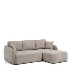Kave Home Slaapbank|Slaapbanken, Slaapstoelen & Vouwbedden|3-zits Lounge Slaapbank Laira Rechts, Chenille, kleur Taupe
