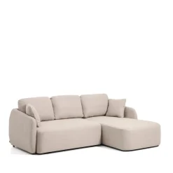Kave Home Slaapbank|Slaapbanken, Slaapstoelen & Vouwbedden|3-zits Lounge Slaapbank Laira Rechts, Chenille, kleur Beige