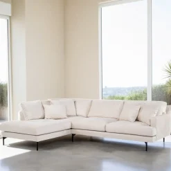 BASE Loungebank|3-zits Loungebank Faithe Chenille, kleur Naturel Champagne