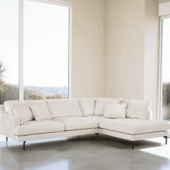 BASE Loungebank|3-zits Loungebank Faithe Chenille, kleur Naturel Champagne