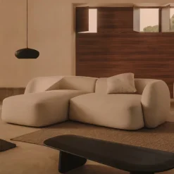 Kave Home Organische Bank|Loungebank|2-zits Loungebank Martina Structuurstof, 230cm, kleur Ecru