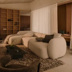 Kave Home Organische Bank|Loungebank|4-zits Loungebank Martina Structuurstof, 377cm, kleur Ecru