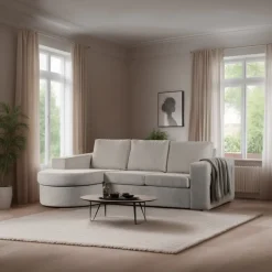 BASE Loungebank|3-zits Loungebank Mats Links/Rechts, Geweven, kleur Beige