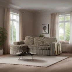 BASE Loungebank|3-zits Loungebank Mats Links/Rechts, Rib, kleur Beige