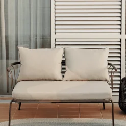 Kave Home Tuinbanken|2-zits Loungebank Salguer Gevlochten touw en staal, kleur Beige