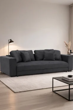 Nohr Slaapbank|Slaapbanken, Slaapstoelen & Vouwbedden|3-zits Slaapbank Sokhom Ribstof, kleur Grijs