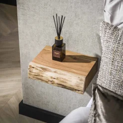 LifestyleFurn Nachtkastjes|Nachtkastjes|Zwevend Nachtkastje Hind Met 1 lade, Acaciahout, Set van 2 stuks Massief acacia naturel