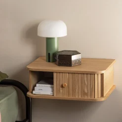 WOOOD Nachtkastjes|Nachtkastjes|Zwevend Nachtkastje Jena Populierenhout, 40 x 30cm Naturel