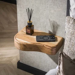 LifestyleFurn Nachtkastjes|Nachtkastjes|Zwevend Nachtkastje Nairoby Acaciahout, Set van 2 stuks Massief acacia naturel