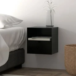 Bendt Nachtkastjes|Nachtkastjes|Zwevend Nachtkastje Nonny, kleur zwart