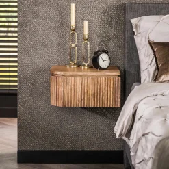 LifestyleFurn Nachtkastjes|Nachtkastjes|Zwevend Nachtkastje Sharmila Mangohout, Set van 2 stuks Massief mango zandkleur