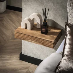 LifestyleFurn Nachtkastjes|Nachtkastjes|Zwevend Nachtkastje Tamia 40cm breed, Acaciahout, Set van 2 stuks Massief acacia naturel