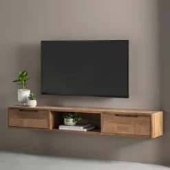 DTP Home Tv-Meubel Hout|Zwevend TV-meubel Bliss Teakhout, Met lades