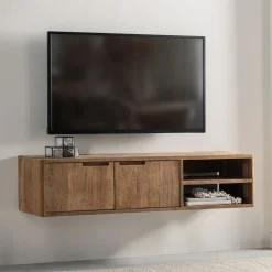 DTP Home Tv-Meubel Hout|Zwevend TV-meubel Bliss Teakhout, Met deurtjes